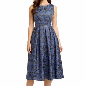 Taylor Skater Blue and Black Shiny Formal Dress Size 6